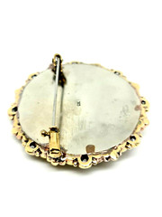 Vintage Silver Brooch Plated With Gold Water Set With Zrconia And Amethy Stones.