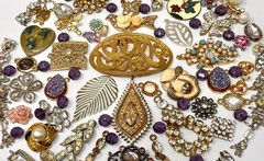 Lot Vintage & Modern Jewelry Parts Broken Repurpose Craft Rhinestones Harvest E