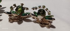 Vntg D&E Juliana Brooch Green Navettes,Rhinestones,Poured Stones Marked by Style