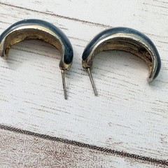 Vintage Earrings For Pierced Ears Dark Teal – Repair Needed