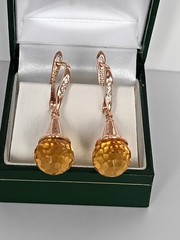 Vintage 1990-s 14 Ct Rolled Gold Citrine Zircons Earrings – Hallmarked 585 RG