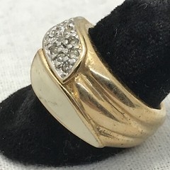 Vintage Signed 18K HGE Gold Plated Cream Enamel Rhinestone Ring varied sizes