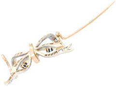 Antique French 0.45ct Sapphire and 0.93ct Diamond Yellow Gold Bow Brooch