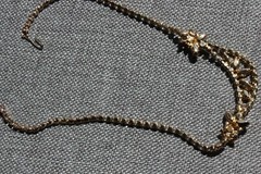Mid Century Purple Rhinestone Gold Tone Choker Unsigned Prong Set 15″