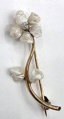 Vintage American Natural Freshwater Pearl and Diamond Brooch 14K