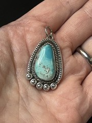 Vintage Unsigned Native American Turquoise Vintage 925 Sterling Silver Pendant