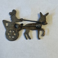 Vintage Sterling Silver Mexico Donkey with Driver Rancher Carriage 9.6 grams