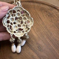 Monet Vintage 26 In Necklace White Rose And Antique White Chain
