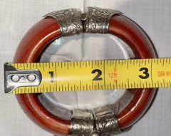 VTG South Asian Dowry Hinged Bone Bangle Silver Repousse Metal Pin Clasp