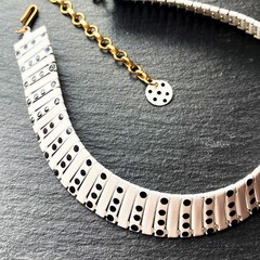 Off-White Black Polkadot Vintage 80s Choker Necklace Adjustable Length
