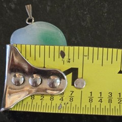 Vintage Jade Stone Buffalo Pendant Green White Bison Carved Charm Nature Jewelry
