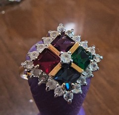 Vintage Colorful Cocktail Statement Ring – Gold Tone