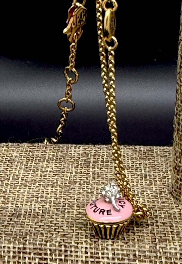 Vintage Juicy Couture Cupcake Enamel Crystal 19” Necklace New