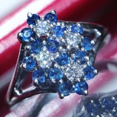 14k white gold sz 4 ring 0.94ct treated Ceylon sapphire diamond 4.0gr C-51