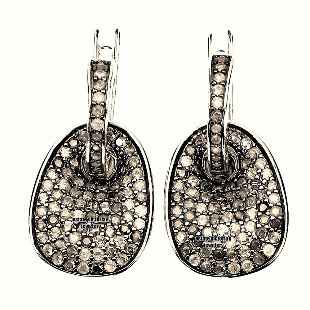 Amazing 2.90ctw Genuine Old Mine Rose Cut Diamond Vintage Silver Earring Jewelry