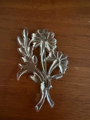 Vintage West Germany aluminum marcasite style riveted floral spray brooch pin