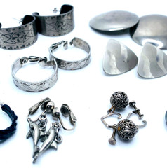 Lot 10 Vtg Silvertone 1980s 1990s Hoop Stud Dangle Earrings, Cute Dolphins