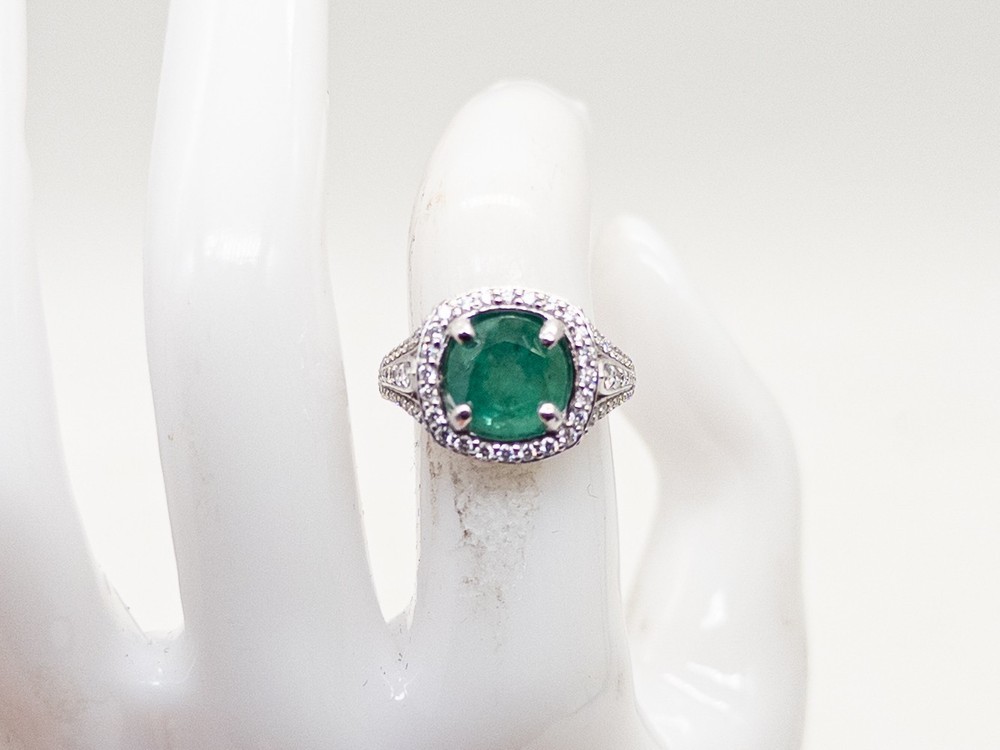 Designer $15,000 5.50ct Colombian Emerald VS G Diamond Platinum HALO Ring 11g