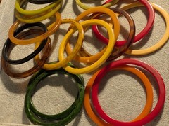 44 Vintage Spacer Bakelite Bracelets! Lucite, Marblette, Plastic, Etc!
