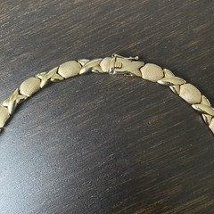 Vintage FAS 925 Starling Silver Vermeil XO Pattern Necklace Approx 18”L & 29g