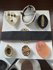 Vtg To Now Costume Jewelry Lot Cameos 21 Pieces Some Signed Carved Shell Germany