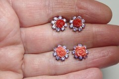 Vintage 10MM Amethyst CZ Seed Flower Jackets for Earrings Use with Any Studs