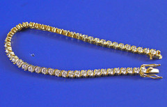 Sterling Silver Gold Wash CZ “S” Link Tennis Bracelet 7.5″ (To)