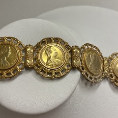 Miriam Haskell Vintage Gold Plated Coin Bracelet—Queen Of Australia—Statement!