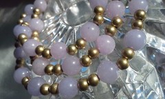 Set of 3 Icy Jade Jadeite Bead Necklaces Green Lavender Yellow Gold Tone Plate?