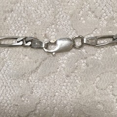 Vintage Sterling Silver Figaro Chain Necklace Italy 925 29″ layering statement