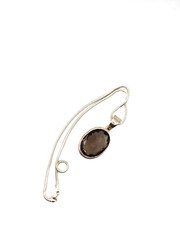 Italian Sterling 925 and Smoky Topaz Necklace 1/25″ faceted Topaz Stone