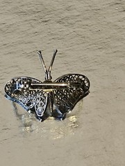 Vintage Art Deco style “Butterfly” brooch: sterling silver,enamel mesh filigree