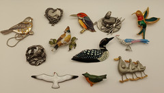 Vtg Bird Loon Duck Seagull Birds and Blooms Brooch Pin lot of 12