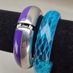 Vintage Bangle Bracelet Lot Acrylic Lucite Metal Mixed Colors Retro Jewelry