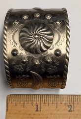 Native American Cuff Bracelet ~ Navajo Vintage Jewelry ~ Nickel Silver ~ Bell