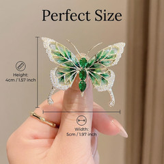 Vintage Rhinestone Butterfly Brooch Emerald Insect Brooch Crystal
