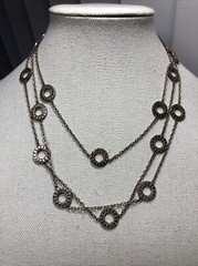 19. 925 Sterling Anna Beck Style Dot O Rings Linked Chain Necklace 43.3g, 60″