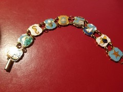 Vintage Nassau Bahamas Enamel Souvenir Tourist Link Gold Bracelet
