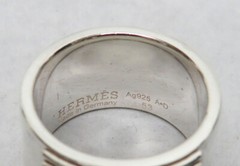 AUTHENTIC HERMES STERLING SILVER COLLIER DE CHIEN 12mm RING SIZE 53