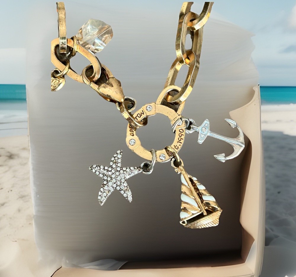 Vintage Brighton Windstar Nautical Charm Bracelet 1990 Size 7” LB-2