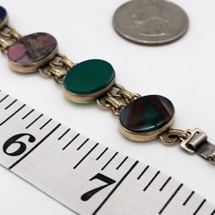 VTG 1950s Symmetalic 1/20 14k Gold on 925 Silver 7.5″ Multi-Gemstone Bracelet