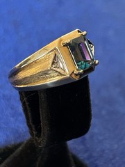 Vintage Estate 50’s Sterling Silver Gold Vermeil Blue Mystic Topaz Men’s Ring