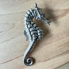 Beau Sterling Silver Seahorse Brooch Pin Nautical Mid Century 2.5 Inches