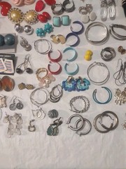 Vintage To Modern 120 Pairs Of Earrings Clip On Post Hangers Various Colors Size