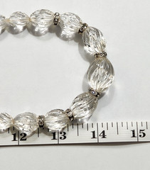 Vtg Graduated Glass Swirl Beads Rhinestone Spacers Silvertone Art Deco Beauty