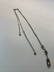 Stunning Art Deco Necklace And Earrings 32+ In. Signed TC With Swarski Crystals
