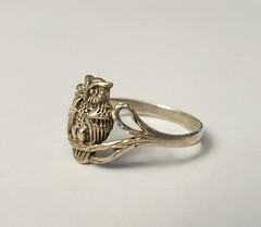 Unique Vintage Solid 925 Sterling Silver “Perched Owl on a Branch” Size 9 Ring