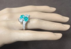 Platinum Vintage Natural Diamond Ring 3.94ct Oval Neon Blue Tourmaline