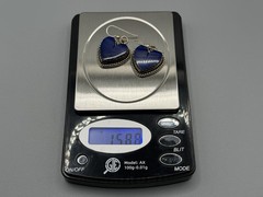 Vintage Joan Slifka Designs Sterling Silver 925 Blue Heart Earrings