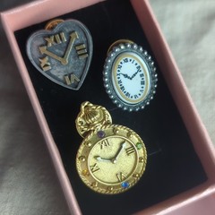 90s Y2K Clock & Watch Brooch Set Whimsigoth Fairycore Costume Jewelry